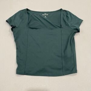 Hollister Square Neck Fitted Tee Top Green Short Sleeve Women’s Size Small